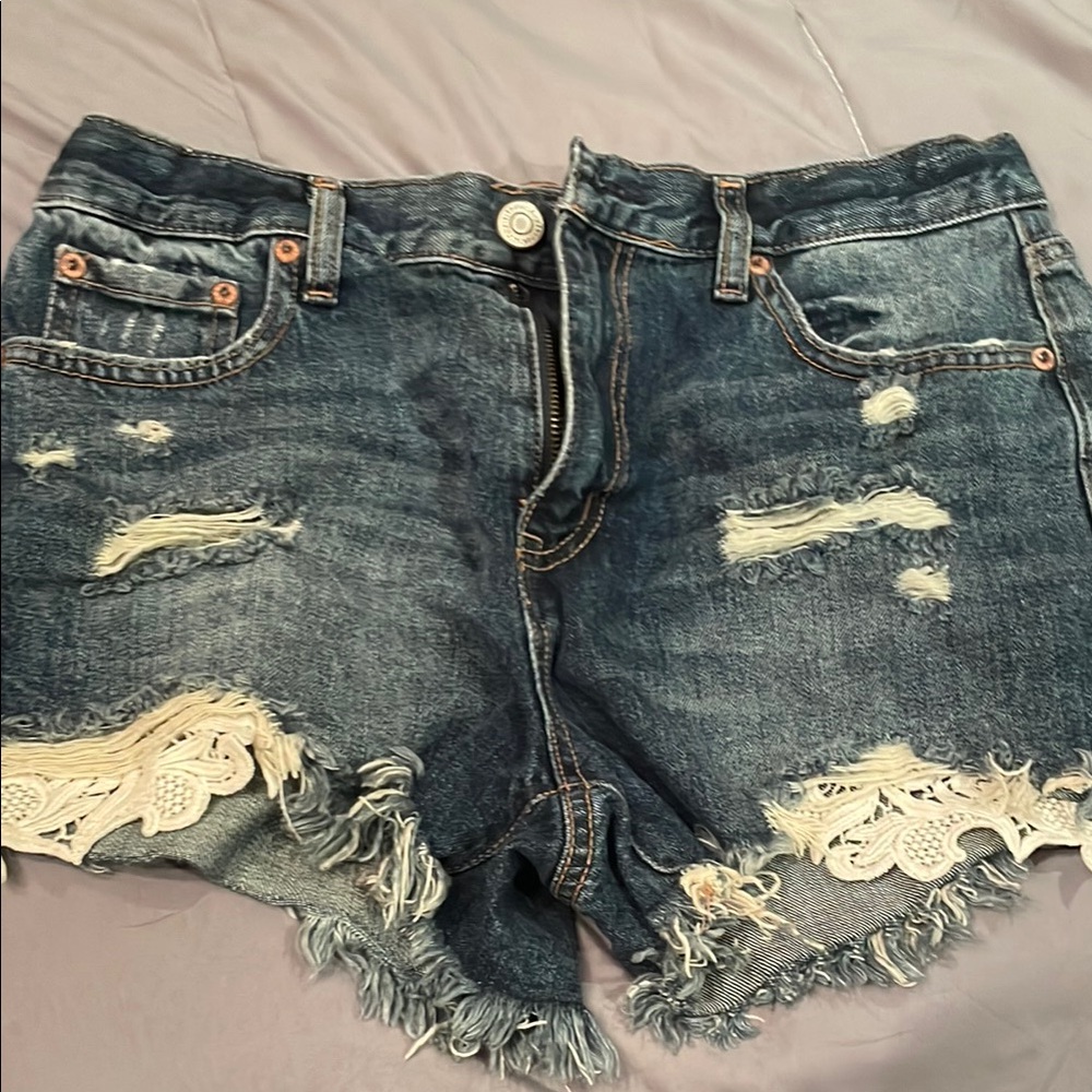 Distressed Denim Shorts